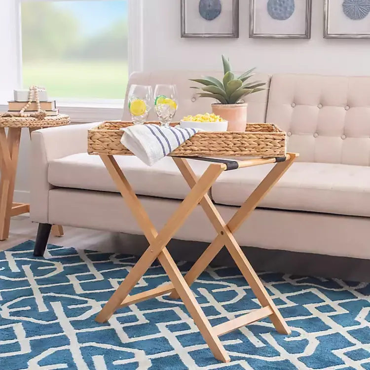 Accent & End Tables-Kirklands Home Natural Hyacinth Haysom Tray Table Tan