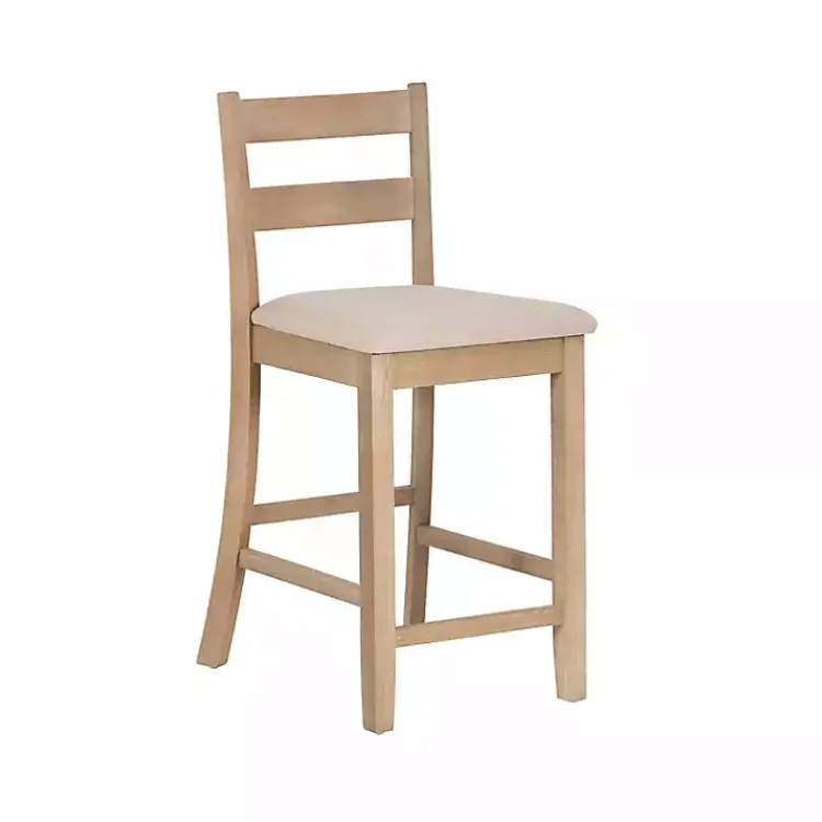 Bar Stools & Counter Height Stools-Kirklands Home Rustic Graywash Wood Upholstered Counter Stool Brown