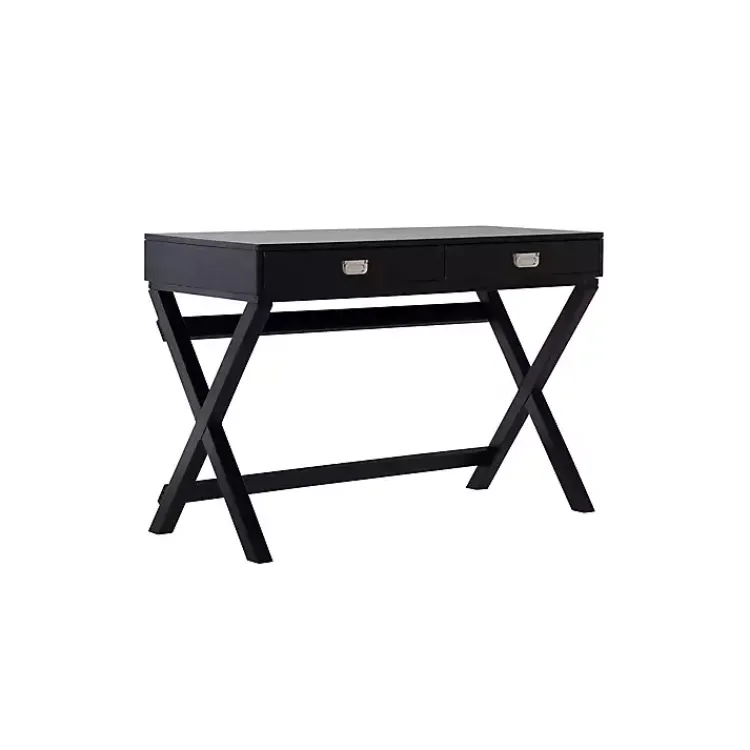 Office Furniture-Kirklands Home Wood 2-Drawer Peggy Desk Black