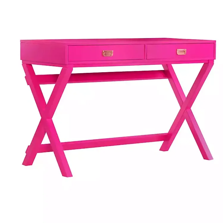 Office Furniture-Kirklands Home Hot Wood 2-Drawer Peggy Desk Pink