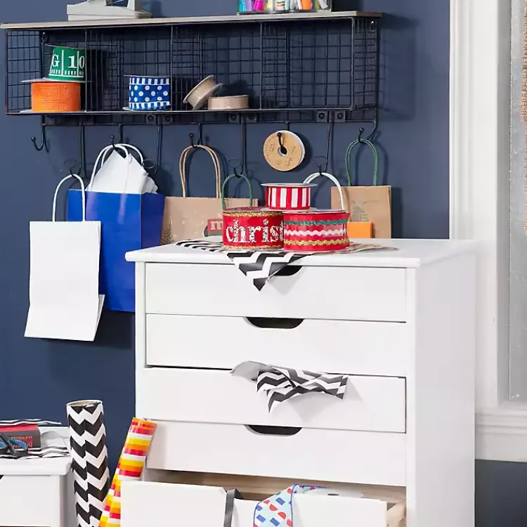 Office Furniture-Kirklands Home Wood 8-Drawer Cary Storage Cart White