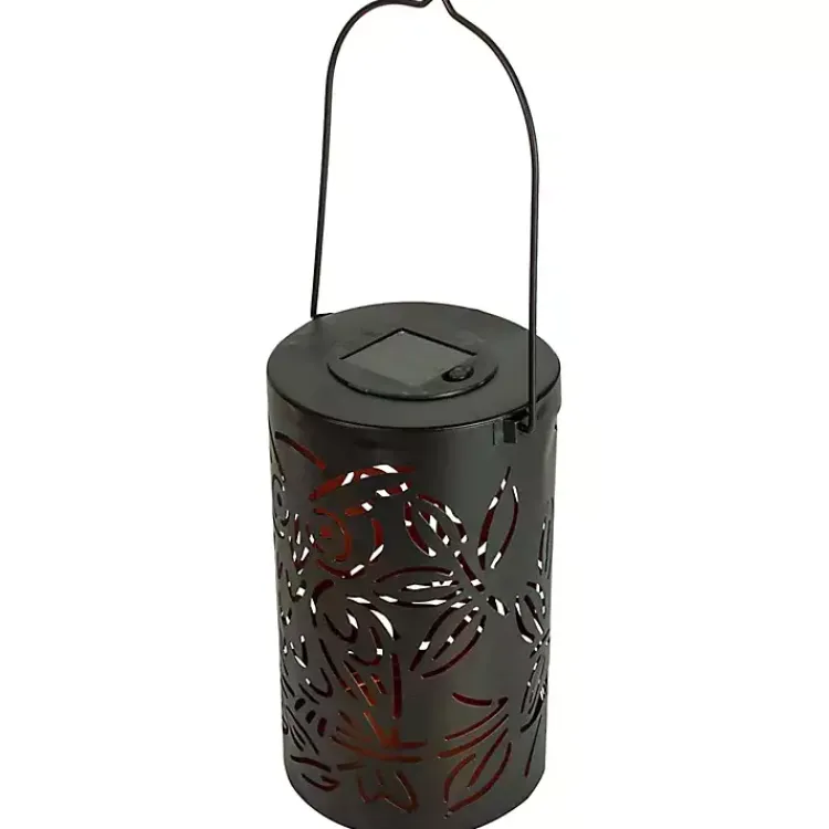 Outdoor Lighting-Kirklands Home Metal Owl Dusk-to-Dawn Outdoor Solar Lantern Black