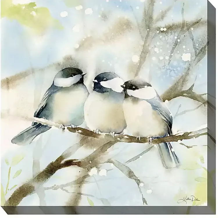 Outdoor Wall Decor-Kirklands Home Cozy Chickadees Outdoor Canvas Art Print