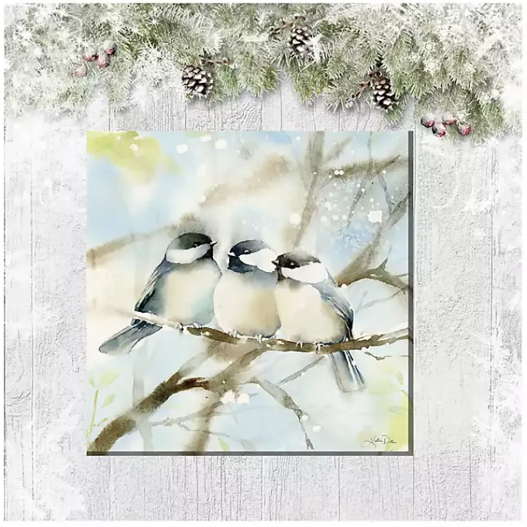 Outdoor Wall Decor-Kirklands Home Cozy Chickadees Outdoor Canvas Art Print