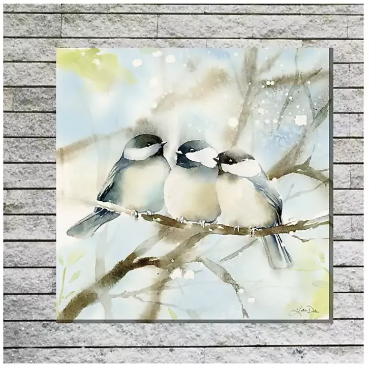 Outdoor Wall Decor-Kirklands Home Cozy Chickadees Outdoor Canvas Art Print