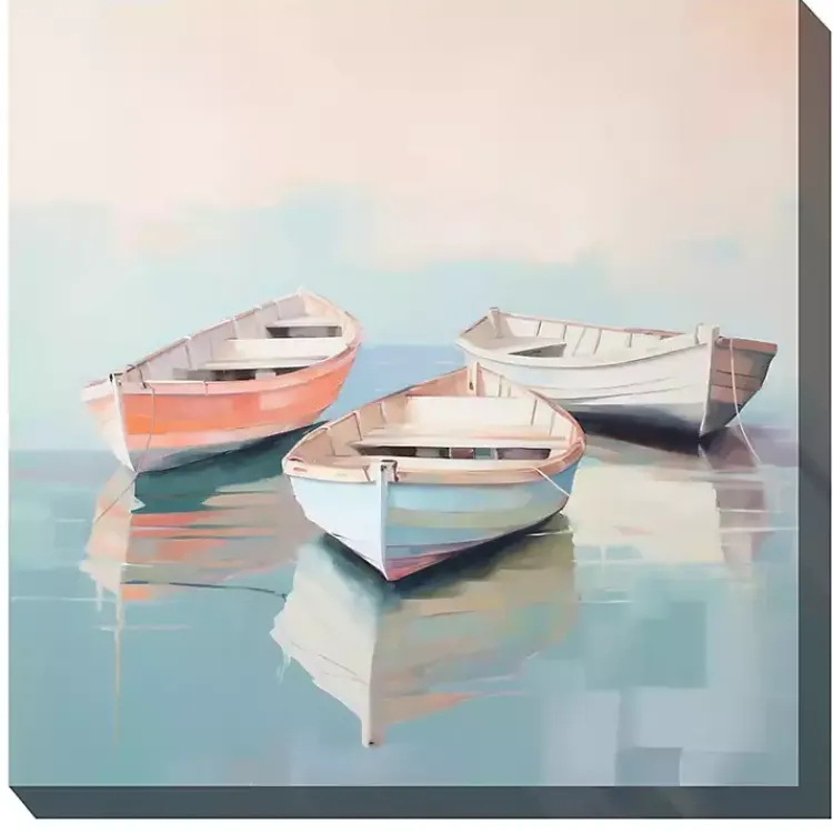 Outdoor Wall Decor-Kirklands Home Pastel Boats Outdoor Canvas Art Print