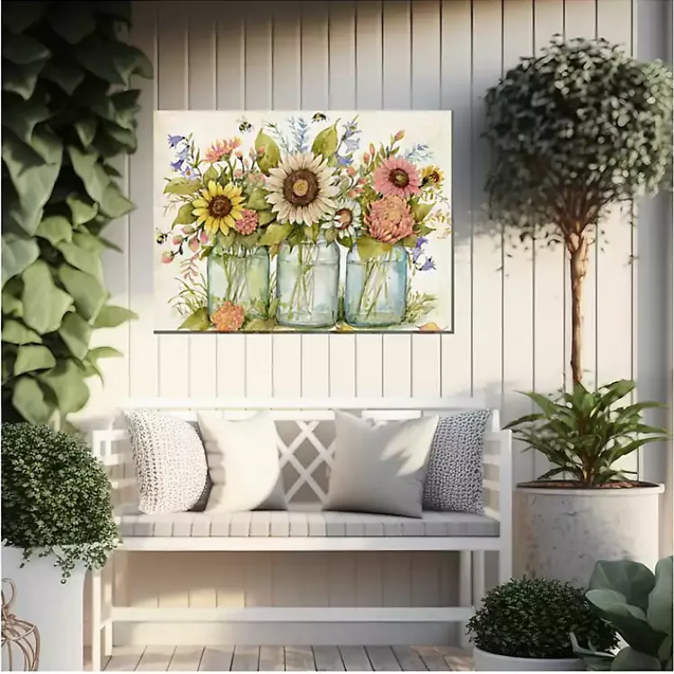 Outdoor Wall Decor-Kirklands Home Buzzing Bouquets Outdoor Canvas Art Print Multi