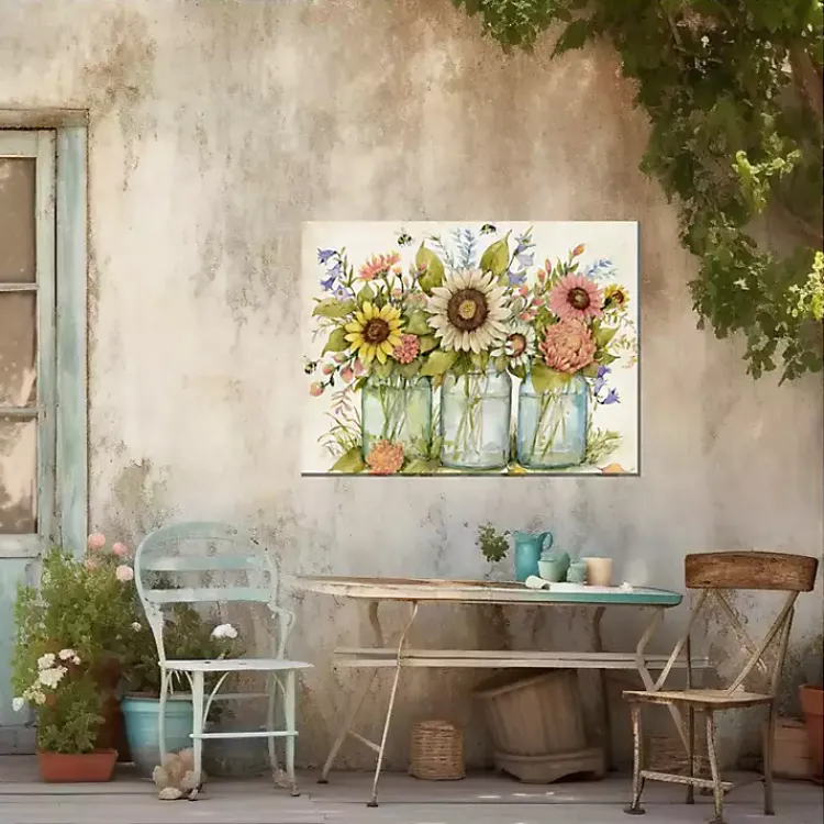 Outdoor Wall Decor-Kirklands Home Buzzing Bouquets Outdoor Canvas Art Print Multi