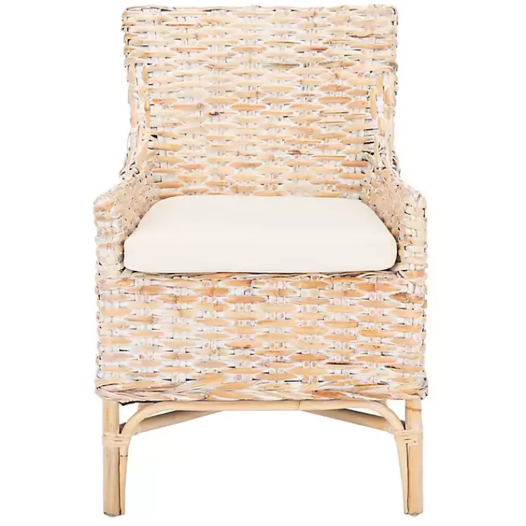 Accent Chairs-Kirklands Home washed Rattan Cristen Accent Chair White