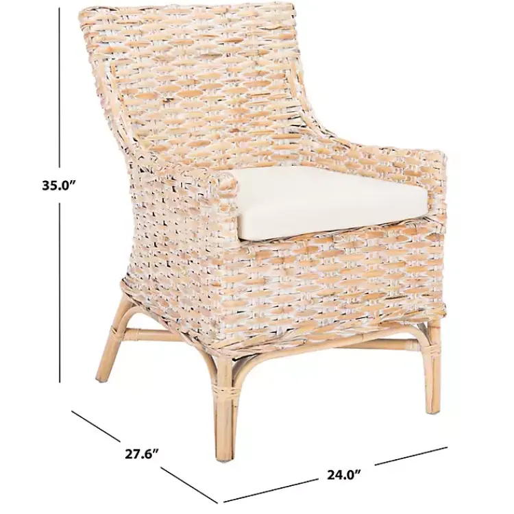 Accent Chairs-Kirklands Home washed Rattan Cristen Accent Chair White