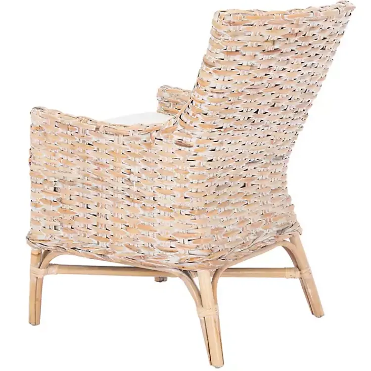 Accent Chairs-Kirklands Home washed Rattan Cristen Accent Chair White