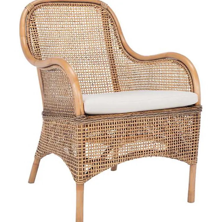 Accent Chairs-Kirklands Home Natural Rattan Charlie Accent Chair White