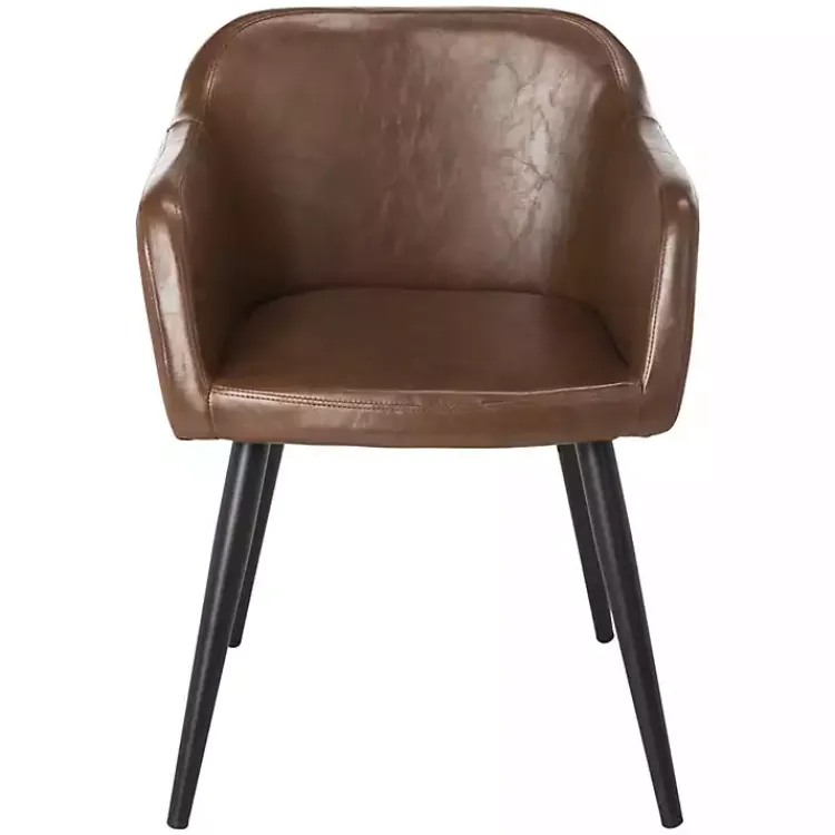 Accent Chairs-Kirklands Home Faux Leather Adalena Accent Chair Brown