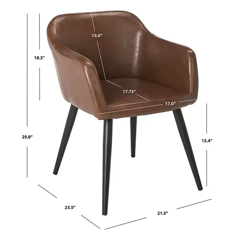 Accent Chairs-Kirklands Home Faux Leather Adalena Accent Chair Brown