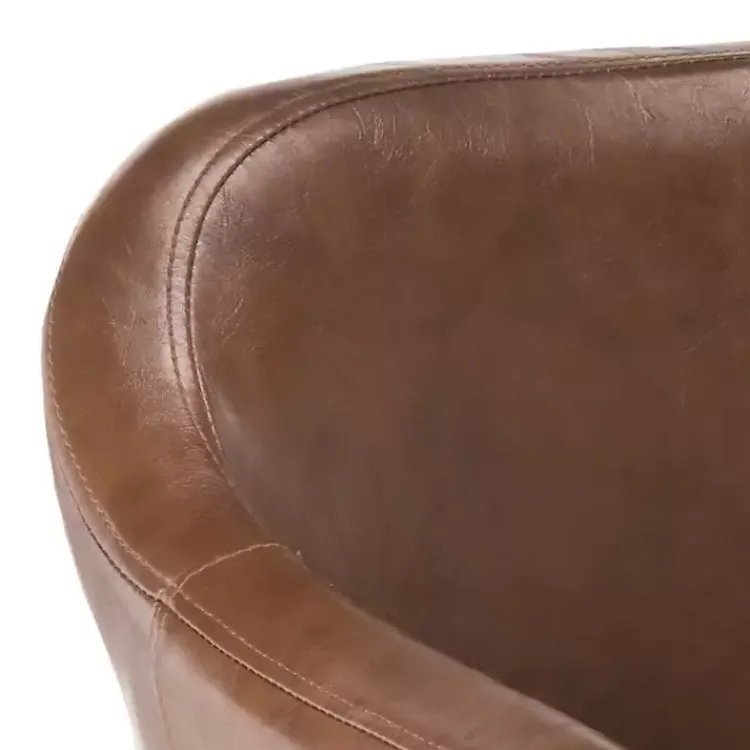 Accent Chairs-Kirklands Home Faux Leather Adalena Accent Chair Brown