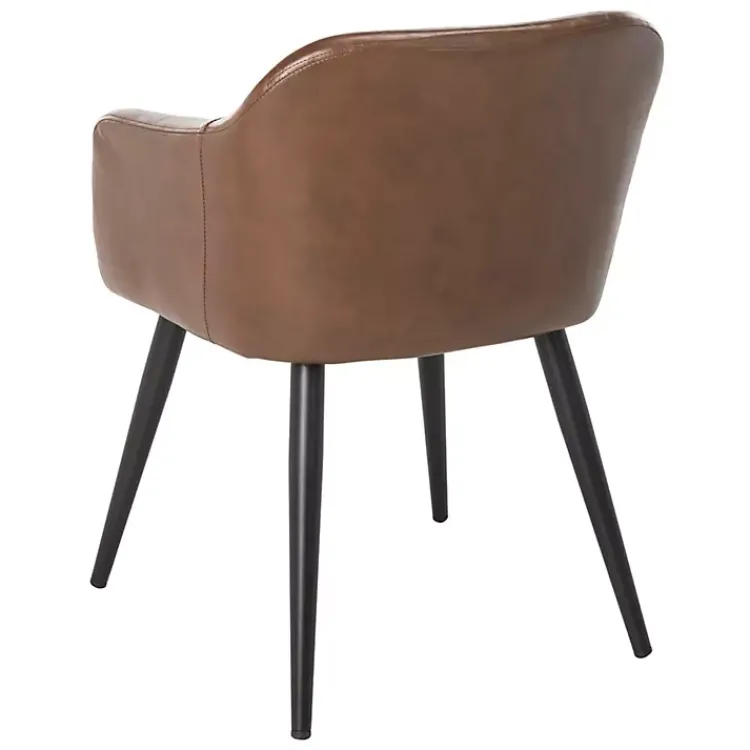 Accent Chairs-Kirklands Home Faux Leather Adalena Accent Chair Brown