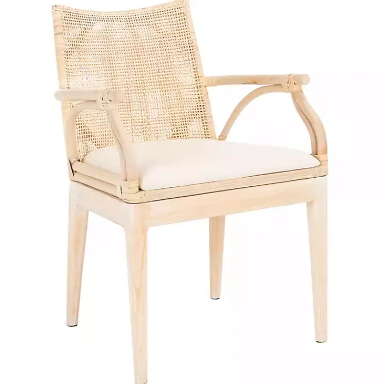 Accent Chairs-Kirklands Home Natural Rattan Gianna Accent Chair White