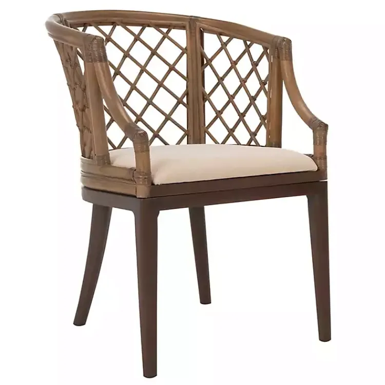 Accent Chairs-Kirklands Home Dark Rattan Curved Back Carlotta Accent Chair Brown