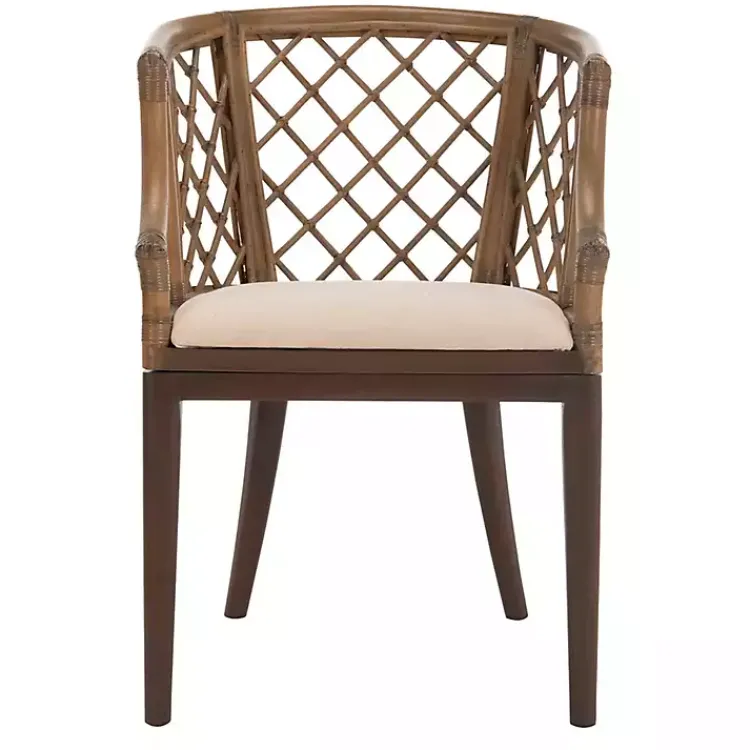 Accent Chairs-Kirklands Home Dark Rattan Curved Back Carlotta Accent Chair Brown