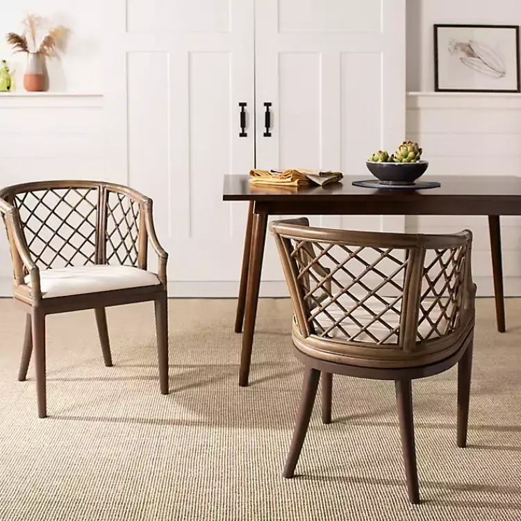 Accent Chairs-Kirklands Home Dark Rattan Curved Back Carlotta Accent Chair Brown