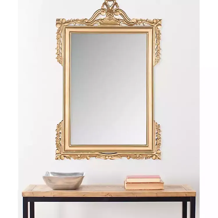 Decorative Mirrors-Kirklands Home Gold Decorative Scrolls Ornate Wall Mirror