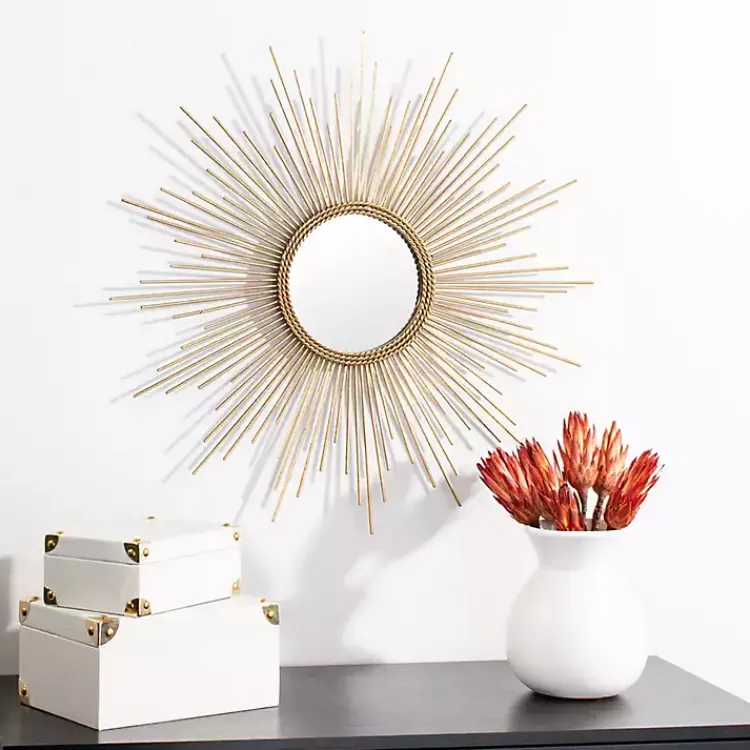 Decorative Mirrors-Kirklands Home Gold Sunburst Nahla Wall Mirror