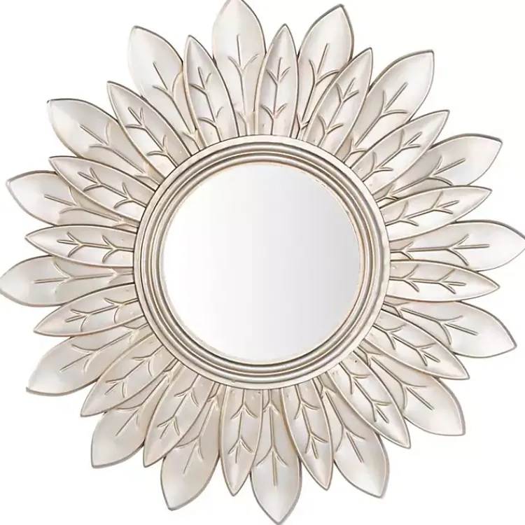 Decorative Mirrors-Kirklands Home Champagne Gold Round Flower Alba Wall Mirror