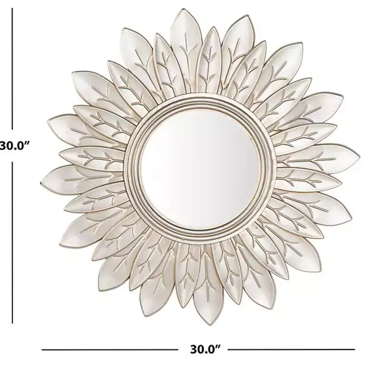 Decorative Mirrors-Kirklands Home Champagne Gold Round Flower Alba Wall Mirror