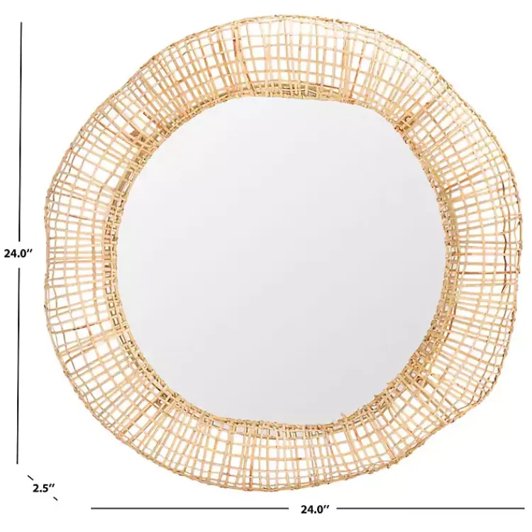 Decorative Mirrors-Kirklands Home Woven Natural Cane Round Alia Wall Mirror