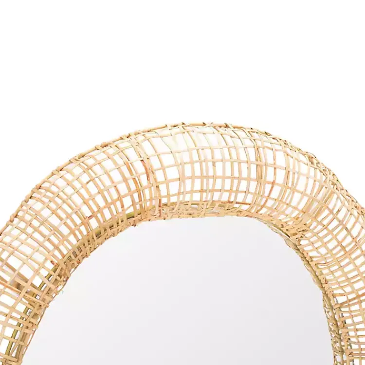Decorative Mirrors-Kirklands Home Woven Natural Cane Round Alia Wall Mirror