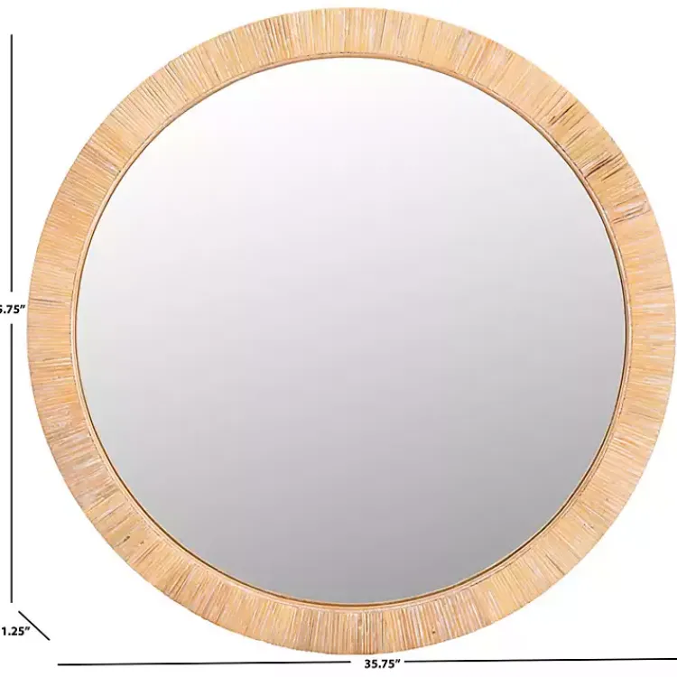 Decorative Mirrors-Kirklands Home Natural Wood Wrapped Mila Wall Mirror