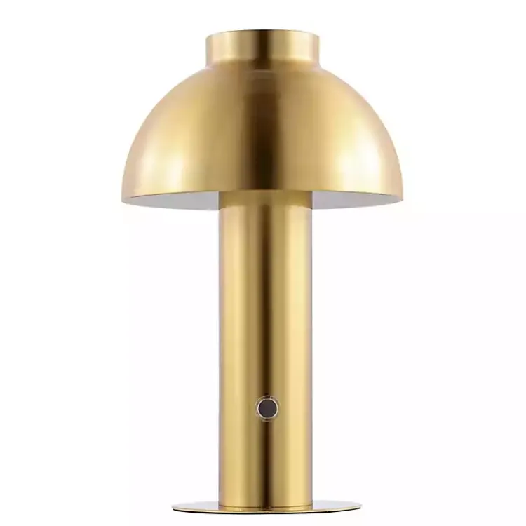 Table Lamps-Kirklands Home Brass Dome LED Cordless Table Lamp, 12 in. Gold