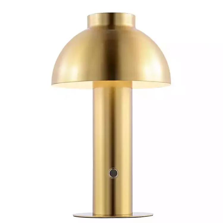 Table Lamps-Kirklands Home Brass Dome LED Cordless Table Lamp, 12 in. Gold