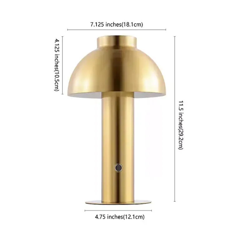 Table Lamps-Kirklands Home Brass Dome LED Cordless Table Lamp, 12 in. Gold