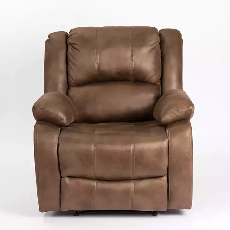 Accent Chairs-Kirklands Home Chocolate Faux Leather Barrett Recliner Brown