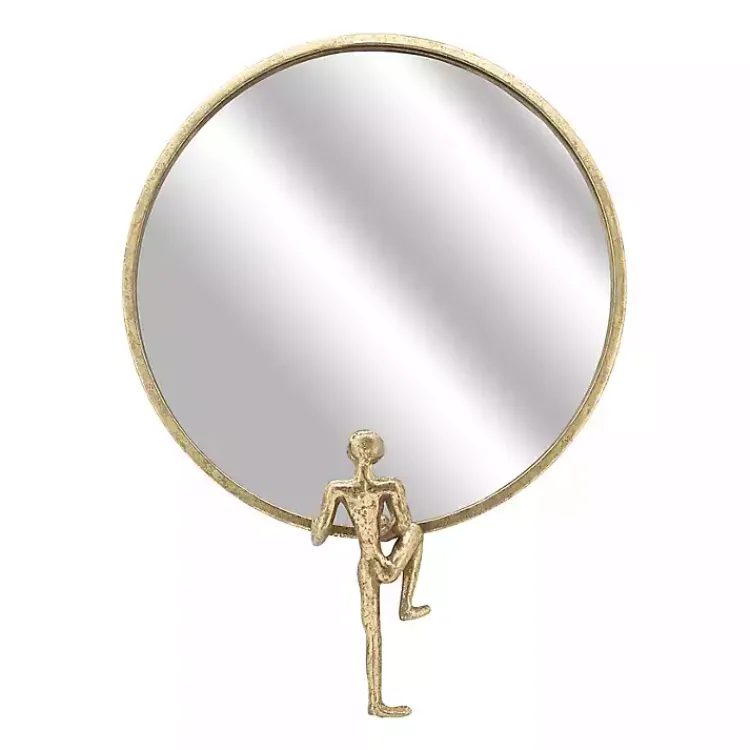 Decorative Mirrors-Kirklands Home Metal Figure Wall Mirror Gold