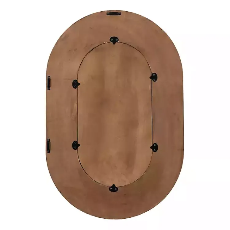 Decorative Mirrors-Kirklands Home Oval Walnut Ribbed Wood Wall Mirror