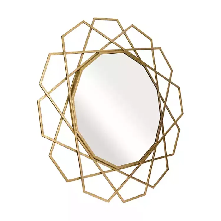 Decorative Mirrors-Kirklands Home Gold Geometric Frame Wall Mirror