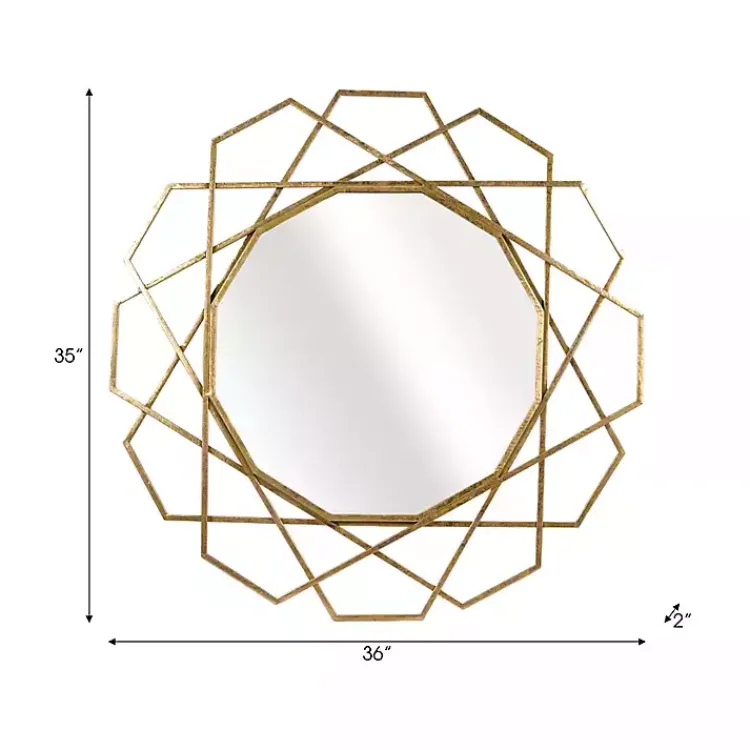 Decorative Mirrors-Kirklands Home Gold Geometric Frame Wall Mirror