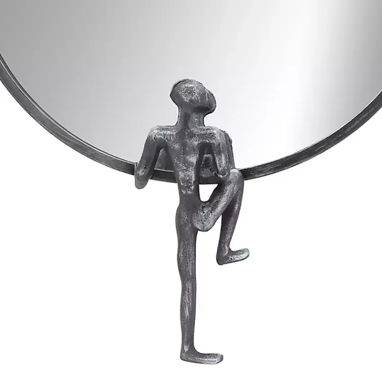 Decorative Mirrors-Kirklands Home Metal Figure Wall Mirror Black