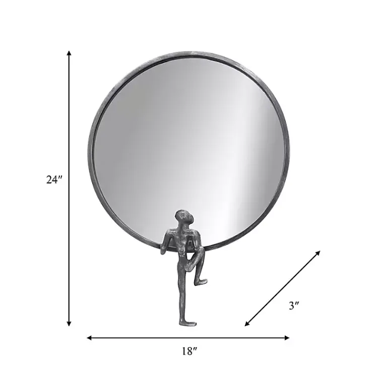 Decorative Mirrors-Kirklands Home Metal Figure Wall Mirror Black