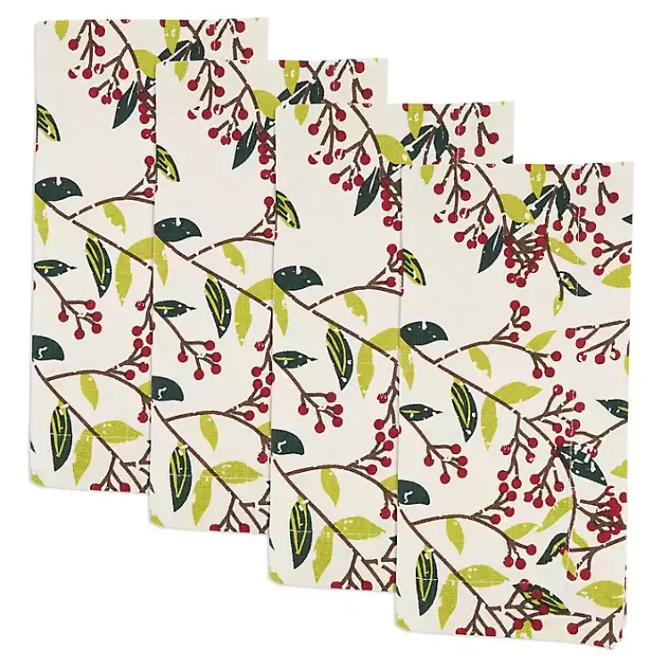 Table Linens-Kirklands Home Red Berry Delight Cotton Napkins, Set of 4