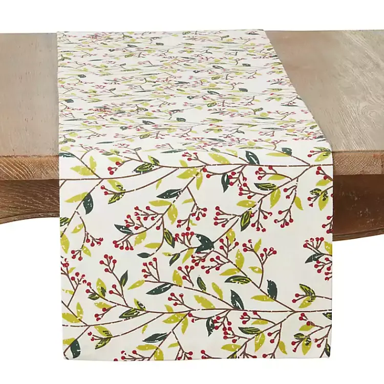 Table Linens-Kirklands Home Red Berry Delight Cotton Runner