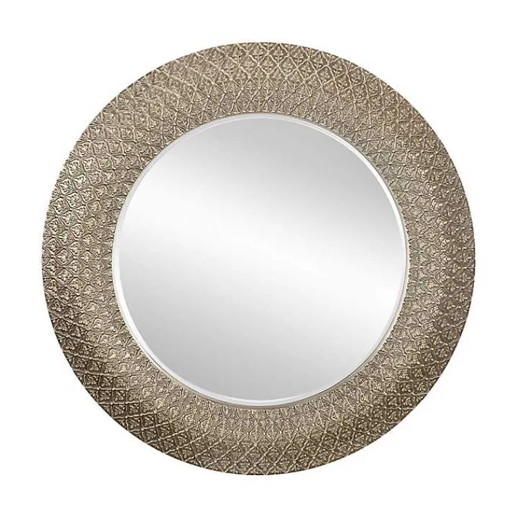 Decorative Mirrors-Kirklands Home Round Bronze Woven Texture Wall Mirror