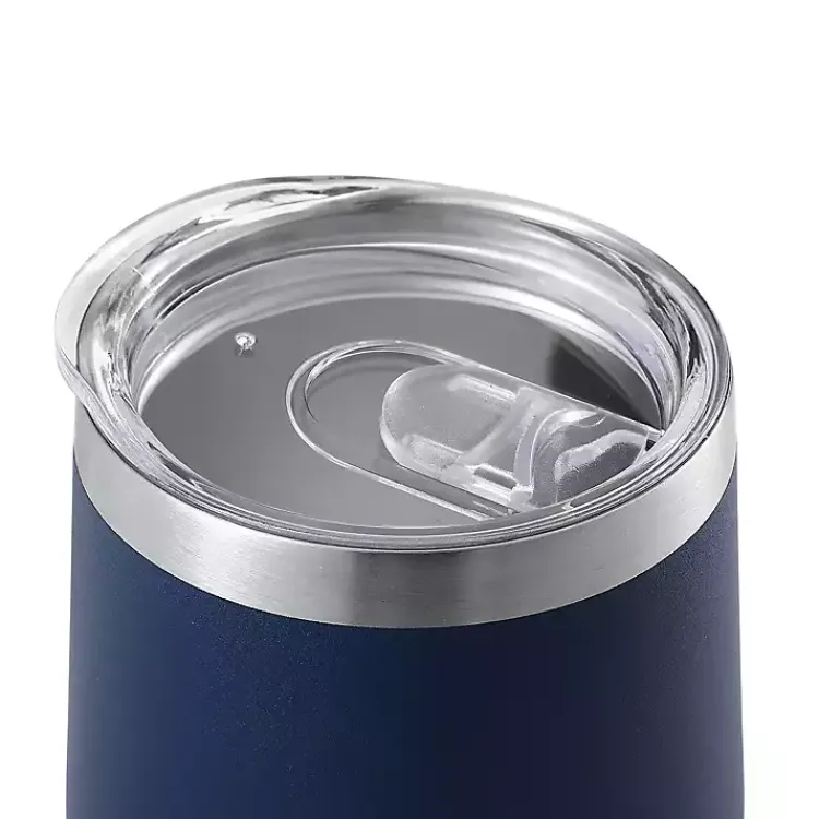 Glassware & Drinkware-Kirklands Home Navy Stainless Steel Wine Tumbler Blue