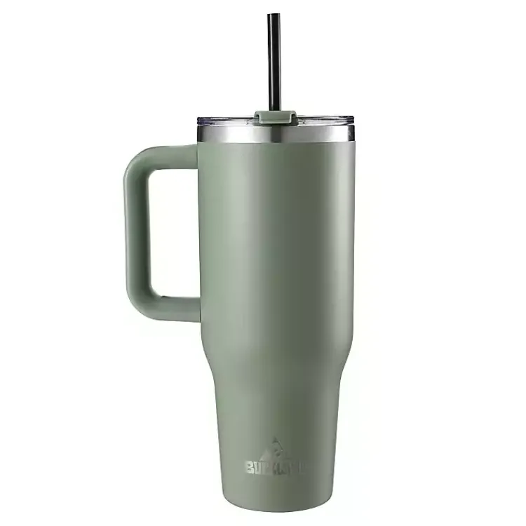 Glassware & Drinkware-Kirklands Home Sage 40 oz. Insulated Travel Tumbler Green