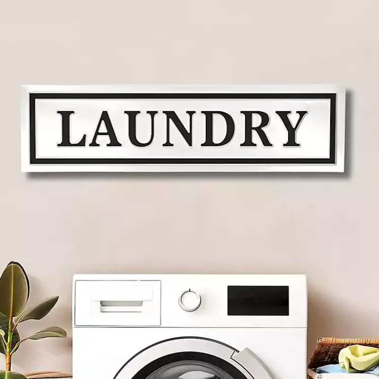 Wall Quotes & Signs-Kirklands Home Metal Laundry Wall Sign White
