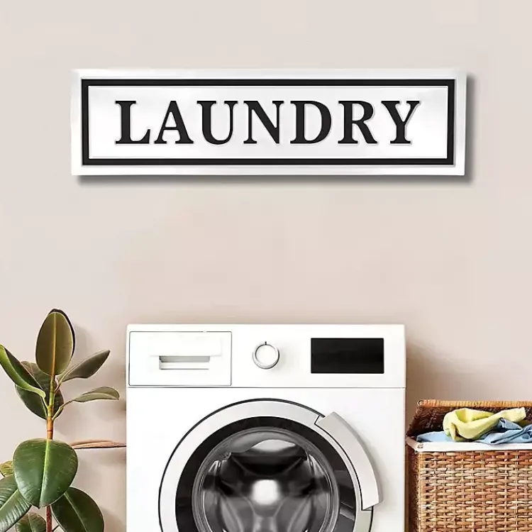 Wall Quotes & Signs-Kirklands Home Metal Laundry Wall Sign White