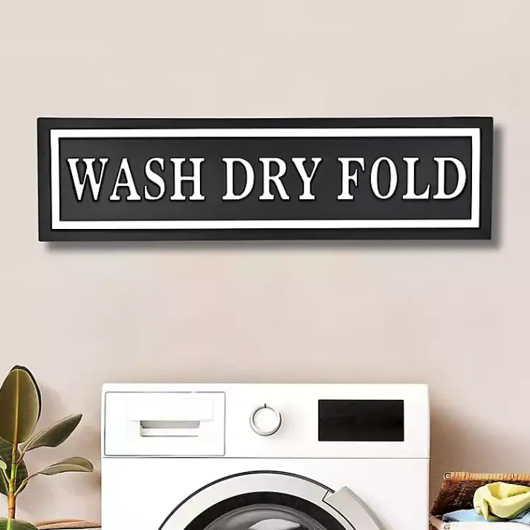 Wall Quotes & Signs-Kirklands Home Black Metal Wash Dry Fold Wall Sign