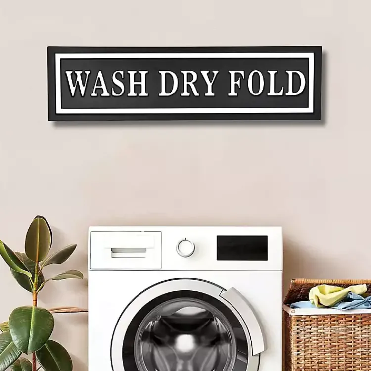 Wall Quotes & Signs-Kirklands Home Black Metal Wash Dry Fold Wall Sign